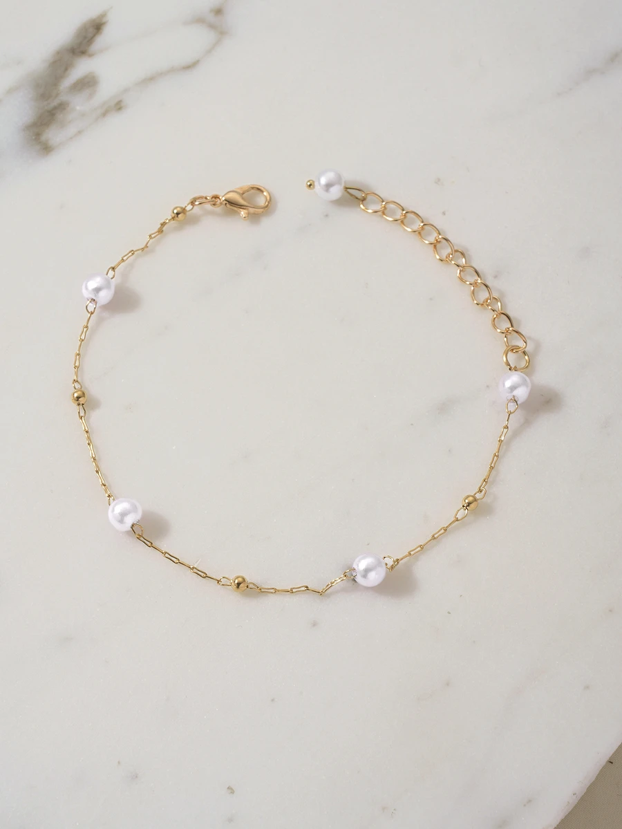 Clariva 1 buah Gelang Mutiara Minimalis Elegan & Serbaguna untuk Wanita (Jumlah Mutiara Acak) - Emas - View 1