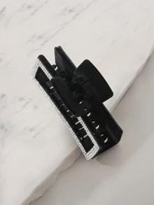 Clariva 1pc Sparkling Rhinestone Decor Hair Claw Party Y2k Claw Clips Hair Clips Hair Jaw Clip Hair Clamps Hair Clutch Hair Claw Clip, School Stuff - Black - View 2