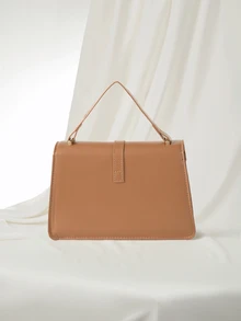 Clariva Minimalist Flap Square Bag - Brown - View 3