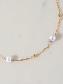 Clariva 1 buah Gelang Mutiara Minimalis Elegan & Serbaguna untuk Wanita (Jumlah Mutiara Acak) - Emas - View 4