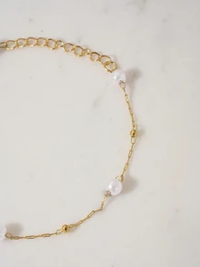 Clariva 1 buah Gelang Mutiara Minimalis Elegan & Serbaguna untuk Wanita (Jumlah Mutiara Acak) - Emas - View 3