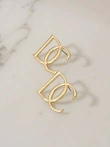 Clariva 1 Pair Asymmetrical Geometric Earrings For Women - Gold DC Letter Stud Earrings - View 3