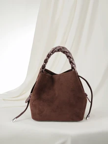 Clariva Este nuevo bolso de mano mini de moda presenta un diseño de unicolor, complementado por una decoración distintiva de la correa del hombro. Es un bolso portátil y elegante, muy adecuado para el trabajo, el transporte diario y diversas ocasiones como reuniones. - Café - Ver 1