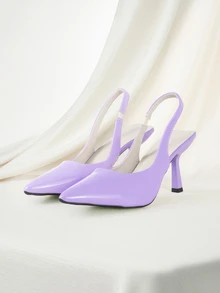 Clariva Sandal Selop Wanita Ujung Lancip Hak Pendek - Violet Purple - View 1