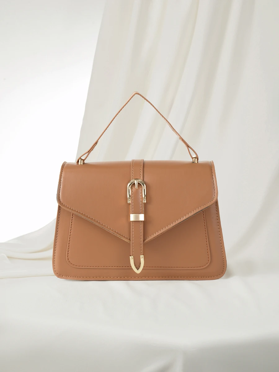 Clariva Minimalist Flap Square Bag - Brown - View 1