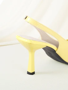 Clariva Women's Pointed Toe Kitten Heel Slip-On Sandals - Yellow - View 3