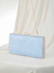 Clariva Elegante Abendtasche, geeignet für formelle Anlässe von Frauen wie Hochzeiten, Partys und Galas, perfekt für Partygirls und Damen. Diese Clutch Tasche hat einen glänzenden Verschluss, ein ideales Karnevalsgeschenk. - Babyblau - Übersicht 2