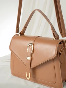 Clariva Minimalist Flap Square Bag - Brown - View 4