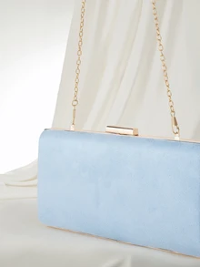 Clariva Elegante Abendtasche, geeignet für formelle Anlässe von Frauen wie Hochzeiten, Partys und Galas, perfekt für Partygirls und Damen. Diese Clutch Tasche hat einen glänzenden Verschluss, ein ideales Karnevalsgeschenk. - Babyblau - Übersicht 4