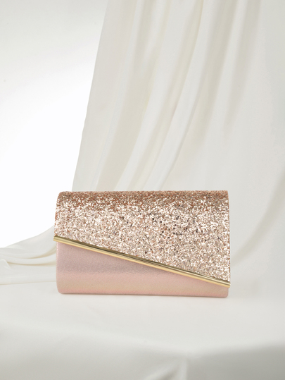 Clariva Women Glitter Clutch Purse With Metal Decoration, Handbag Shoulder Bag, Suitable For Evening Party, Wedding, Birthday Gift, Valentine's Day Gift