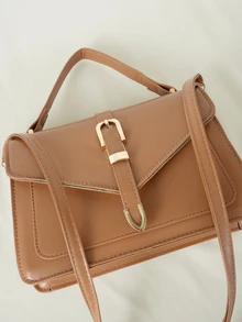Clariva Minimalist Flap Square Bag - Brown - View 5