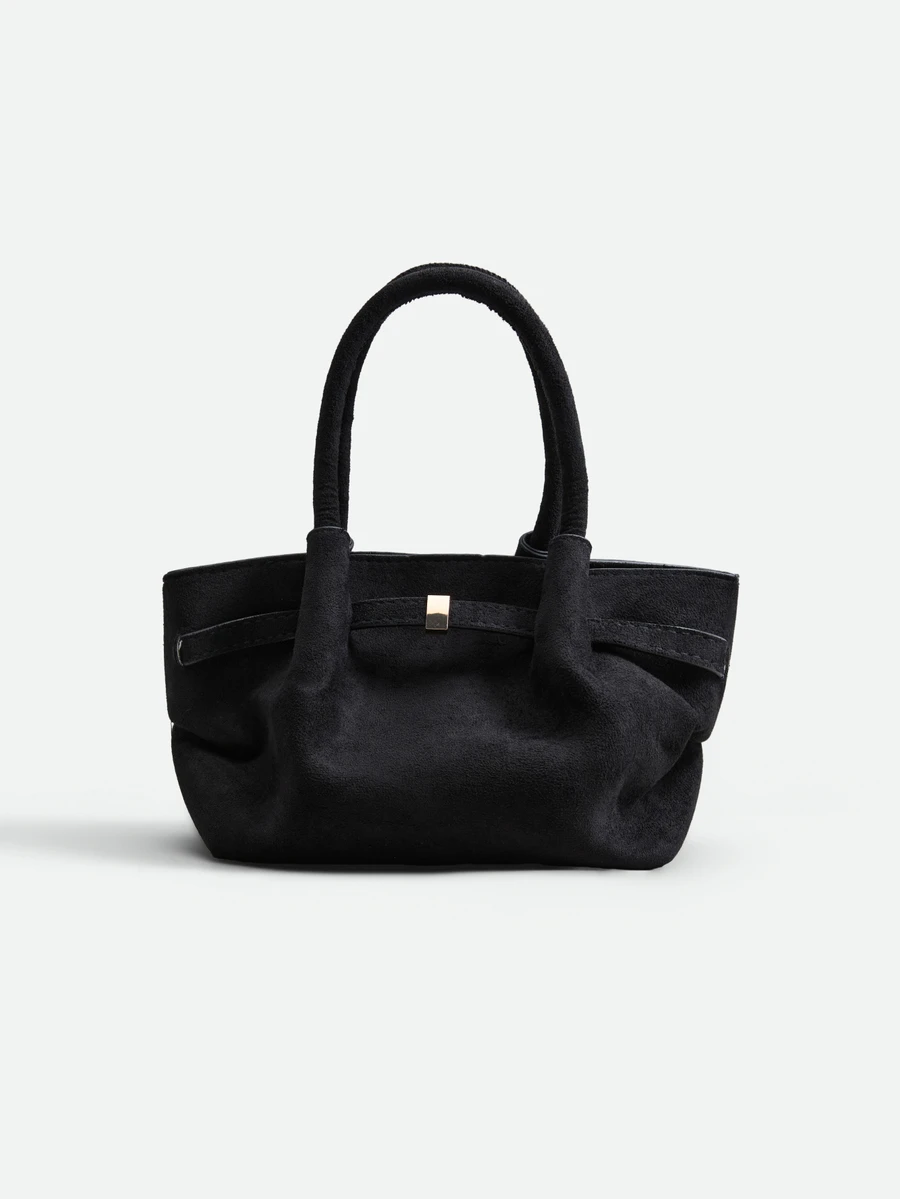 CHICVUE Retro Matte Tote Bag For Women, New Autumn/Winter Minimalist Commuter Handbag, Stylish Shoulder Underarm Bag, Vintage - Black - View 1