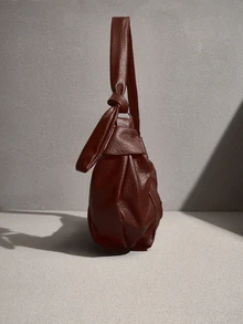 NobleVue Large Capacity Vintage Soft Leather Pleated Crescent Bag, Casual Versatile Style, Suitable For Commuting, Can Be Used As Shoulder Bag Or Crossbody Bag - View 5