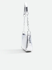 CHICVUE Bolso hobo mini con cocodrilo en relieve plata con cadena con tira - Plateado - Ver 3