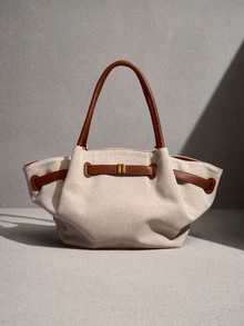 NobleVue JW PE New Spring/Summer Large Capacity Seashell Tote Bag Hana, Versatile Commute/Work Shoulder Bag, Handbag, Multifunctional Dumpling Bag, Purse, Chic - Beige - View 1