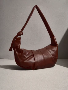 NobleVue Large Capacity Vintage Soft Leather Pleated Crescent Bag, Casual Versatile Style, Suitable For Commuting, Can Be Used As Shoulder Bag Or Crossbody Bag - View 3