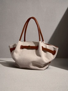 NobleVue JW PE New Spring/Summer Large Capacity Seashell Tote Bag Hana, Versatile Commute/Work Shoulder Bag, Handbag, Multifunctional Dumpling Bag, Purse, Chic - Beige - View 3