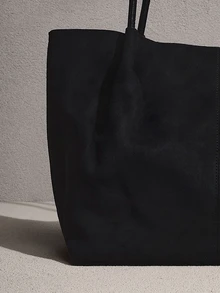 NobleVue Bolso de ante marrón café retro, nueva colección primavera 2026. Bolso de hombro de gran capacidad con bolsillo pequeño y bolso de axila, para uso empresarial y casual, ideal para ir al trabajo, compras, citas, viajes, estudiantes universitarias y otras ocasiones. Bolso de mano para mujer, de uso diario. - Negro - Ver 4