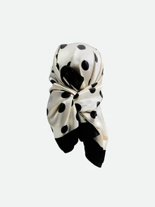 CHICVUE 1 Cái Khăn vuông 90cm họa tiết chấm bi đơn giản 2026, khăn bandana mới cho mùa xuân và mùa hè, khăn quàng cổ đa năng cho nữ, dùng trang trí túi thắt lưng, ruy băng - trắng - Xem 2
