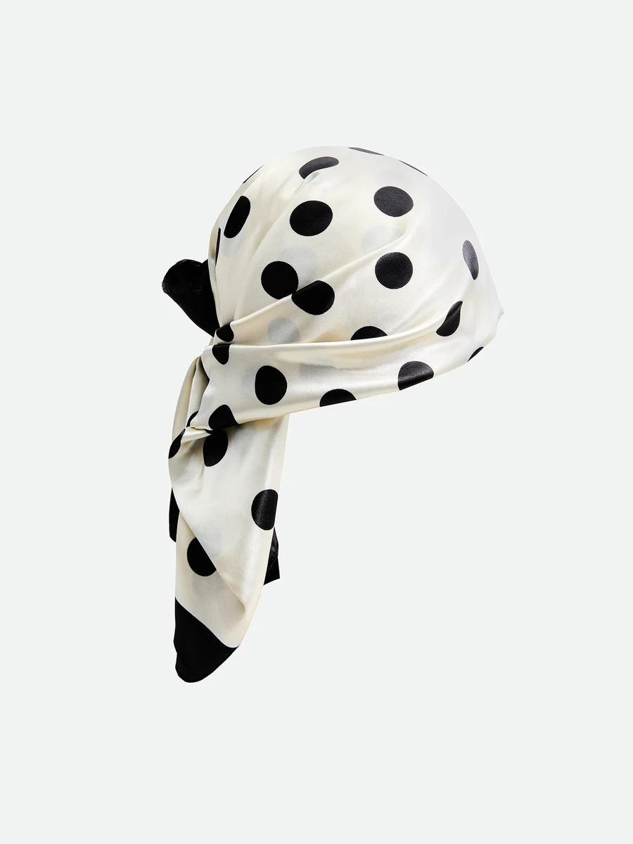 CHICVUE 1 Cái Khăn vuông 90cm họa tiết chấm bi đơn giản 2026, khăn bandana mới cho mùa xuân và mùa hè, khăn quàng cổ đa năng cho nữ, dùng trang trí túi thắt lưng, ruy băng - trắng - Xem 1
