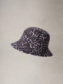 Hatastic 1件女款可正反穿豹紋漁夫帽，適合日常休閒戶外使用，開學季適用 - 豹紋 - 查看 3