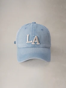 Hatastic 1件女款 LA 字母刺繡水洗牛仔棒球帽，街頭時尚帽，防曬，秋季萬聖節 - 多色 - 查看 1
