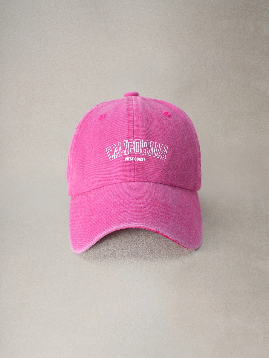 Hatastic 1件中性款加州水洗棒球帽,糖果色情侶帽,適合戶外與返校季 - 玫紅色 - 查看 1