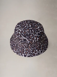 Hatastic 1件女款可正反穿豹紋漁夫帽，適合日常休閒戶外使用，開學季適用 - 豹紋 - 查看 4