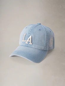 Hatastic 1件女款 LA 字母刺繡水洗牛仔棒球帽，街頭時尚帽，防曬，秋季萬聖節 - 多色 - 查看 4