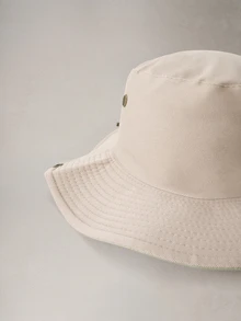 Hatastic 1件女款純色遮陽帽，大帽簷可折疊水桶帽，防紫外線，適合日常使用與返校季 - 卡其色 - 查看 5