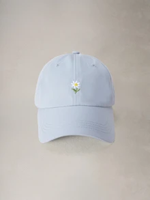 Hatastic 1頂男女通用Y2K刺繡花卉棒球帽，時尚遮陽帽，適合年輕人返校季 - 淺藍色 - 查看 1