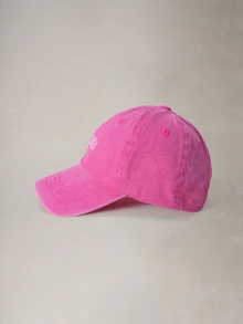 Hatastic 1件中性款加州水洗棒球帽，糖果色情侶帽，適合戶外與返校季 - 玫紅色 - 查看 3