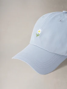 Hatastic 1頂男女通用Y2K刺繡花卉棒球帽，時尚遮陽帽，適合年輕人返校季 - 淺藍色 - 查看 5