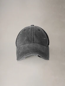 Hatastic 1件純色做舊打孔網眼水洗棒球帽，透氣防曬配件，適合春夏季萬聖節 - 彩色 - 查看 1
