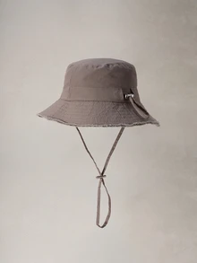 Hatastic 女款街頭風金屬字母裝飾翻邊水桶帽，防曬，適合夏季戶外活動與萬聖節 - 卡其色 - 查看 2