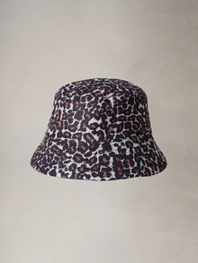 Hatastic 1件女款可正反穿豹紋漁夫帽，適合日常休閒戶外使用，開學季適用 - 豹紋 - 查看 1