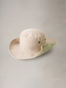 Hatastic 1件女款純色遮陽帽，大帽簷可折疊水桶帽，防紫外線，適合日常使用與返校季 - 卡其色 - 查看 2