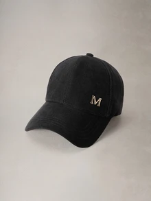 Hatastic 1頂男女通用純色M字Logo可調寬簷棒球帽，時尚簡約，返校季必備 - 彩色 - 查看 4