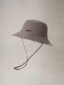 Hatastic 女款街頭風金屬字母裝飾翻邊水桶帽，防曬，適合夏季戶外活動與萬聖節 - 卡其色 - 查看 4