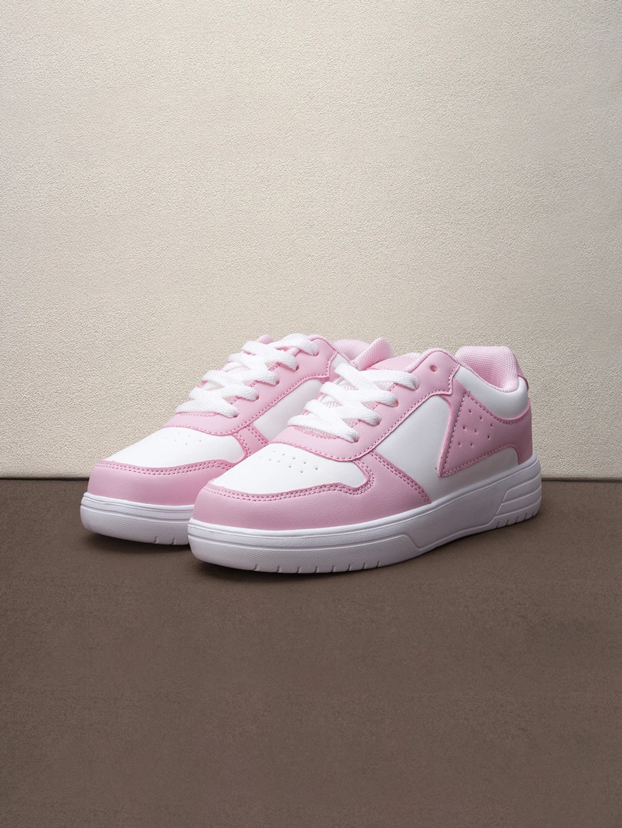 Hatastic Spring Fashion Minimalist Classic Round Toe Casual Sport Sneakers, Suitable For Students, Skateboarding, Campus And Sports, Back To School - Baby Pink - View 1