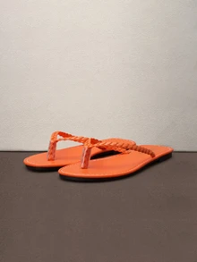 Hatastic Women's Summer Open Toe Flat Sandals, Woven Strap Flip Flops, Lightweight Casual Slippers Back To School - Orange - View 1