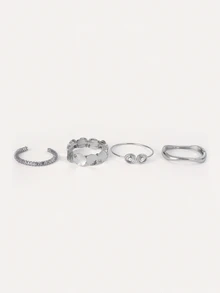 TuEzra Set Gelang Perak Logam Lebar Desain Geometris Mewah Bergaya Vintage Isi 6 Buah, Cocok untuk Pemakaian Sehari-hari dan Hadiah - Perak 5 - View 2