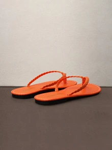 Hatastic Women's Summer Open Toe Flat Sandals, Woven Strap Flip Flops, Lightweight Casual Slippers Back To School - Orange - View 3