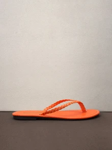 Hatastic Women's Summer Open Toe Flat Sandals, Woven Strap Flip Flops, Lightweight Casual Slippers Back To School - Orange - View 4