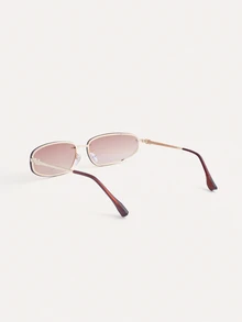 TuEzra 1 pieza Gafas de moda con letra de chica sexy estilo Y2K, gafas de moda ultra delgadas envolventes, accesorios de playa, para mujer, estilo campus de vuelta a la escuela, decoración envolvente para el brazo - Marrón - Ver 3