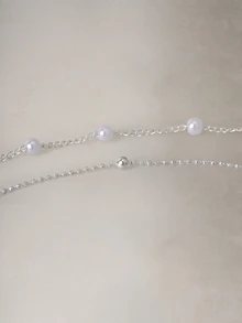 Hatastic 2 Buah Gelang Mutiara Sederhana dan Elegan untuk Wanita, Serbaguna (Jumlah Mutiara Dipilih Secara Acak) Kembali ke Sekolah - Perak - View 5