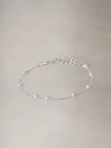 Hatastic 2 Buah Gelang Mutiara Sederhana dan Elegan untuk Wanita, Serbaguna (Jumlah Mutiara Dipilih Secara Acak) Kembali ke Sekolah - Perak - View 2