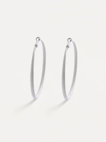 TuEzra Retro Fashionable Spray-Painted White Hoop Earrings, Versatile Jewelry Design Gift For Women - White - View 5