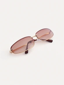 TuEzra 1 pieza Gafas de moda con letra de chica sexy estilo Y2K, gafas de moda ultra delgadas envolventes, accesorios de playa, para mujer, estilo campus de vuelta a la escuela, decoración envolvente para el brazo - Marrón - Ver 5