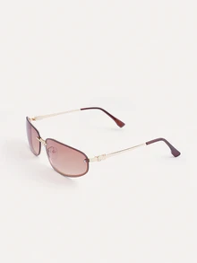 TuEzra 1 pieza Gafas de moda con letra de chica sexy estilo Y2K, gafas de moda ultra delgadas envolventes, accesorios de playa, para mujer, estilo campus de vuelta a la escuela, decoración envolvente para el brazo - Marrón - Ver 1